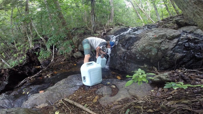 Jon filling our water jugs at Isla Secas