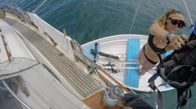 Loading up the Dinghy for a hike at Punta Naranjo