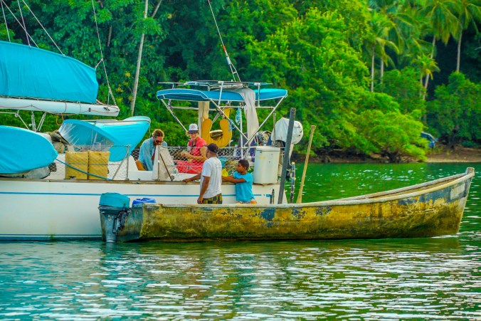 Jess talking with locals in Bahia Honda